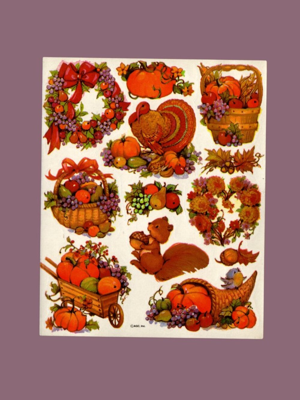 American Greetings Vintage 1990s Thanksgiving Sticker Sheet